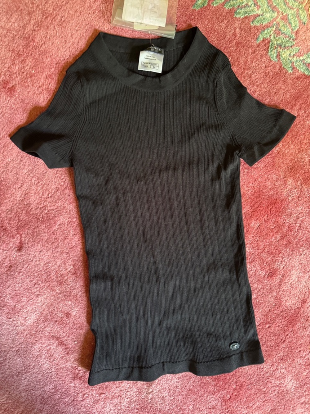 CHANEL Black Ribbed Short-Sleeve Knit Top - Picture 4 of 5